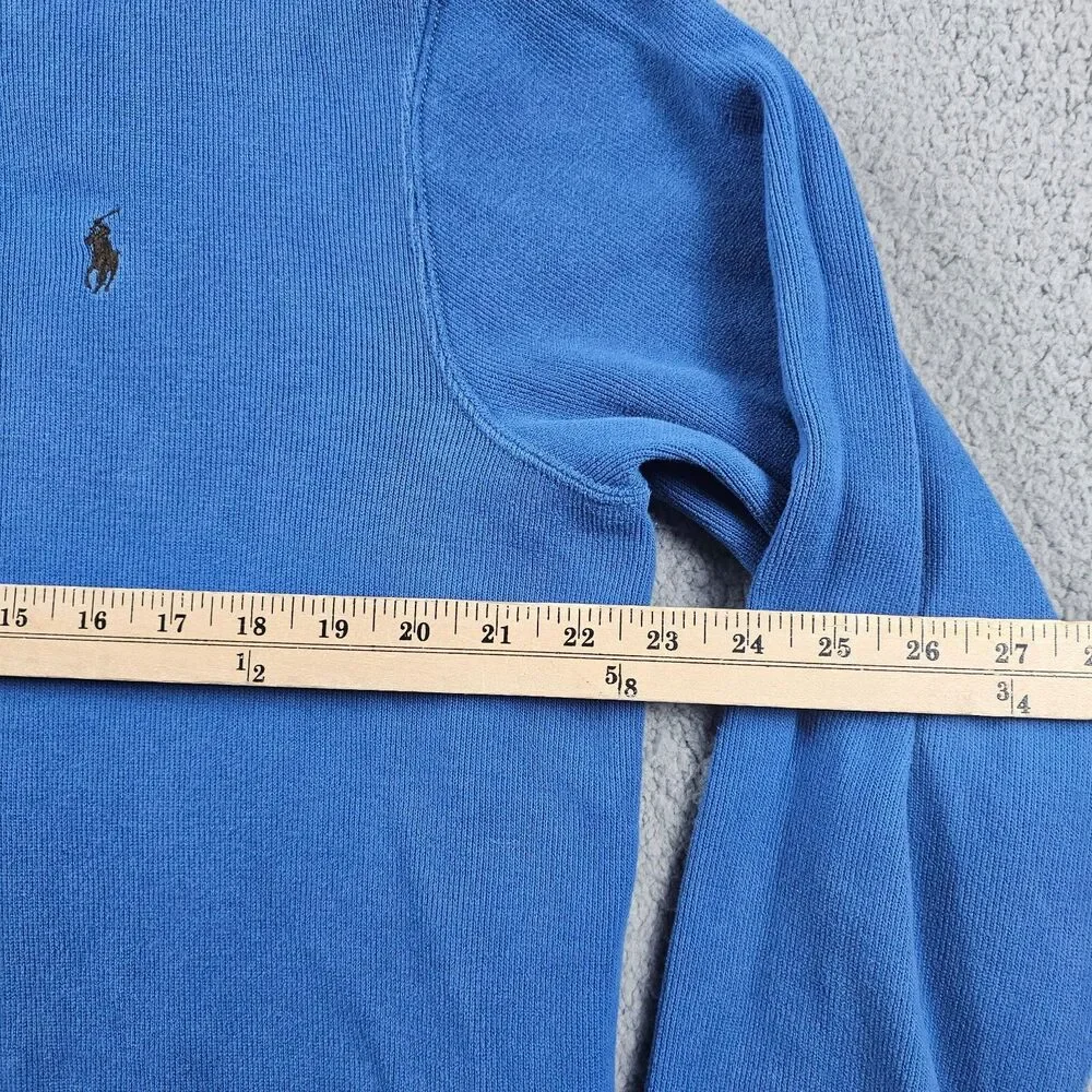 Vintage Polo Ralph Lauren Sweater Mens Large Blue Pullover 1/4 Zip Mock Neck 90s